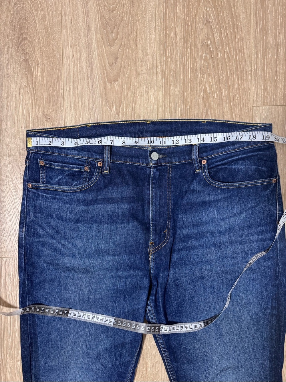 Levis 511 Slim Men's Jeans 38x34 Blue Wash Medium Indigo Stretch Stretch ALTERED - Picture 2 of 8